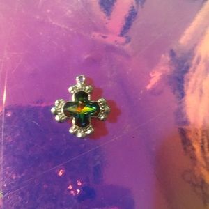 Vintage cross charm- 925 w/sapphire